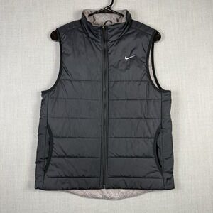 Nike Puffer Vest Men's Medium Black Brown Y2K Streetwear Reversible Polyester